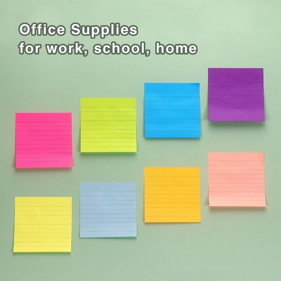 8 Pads Lined Sticky Notes 4x4 Sticky Notes with Lines Self-Stick Note Pads 8 Bri - Picture 6 of 7